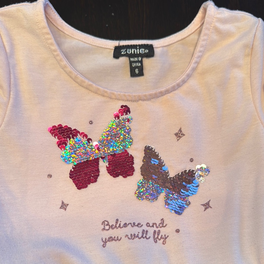 Zunie Long Sleeve Dress with sparkle butterflies - Picture 2 of 2